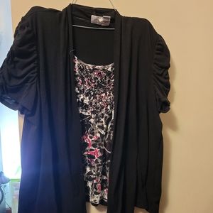 Shirt with attached cardigan